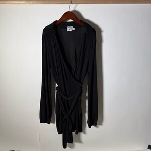 Princess Polly Black Long Sleeved Wrap Dress